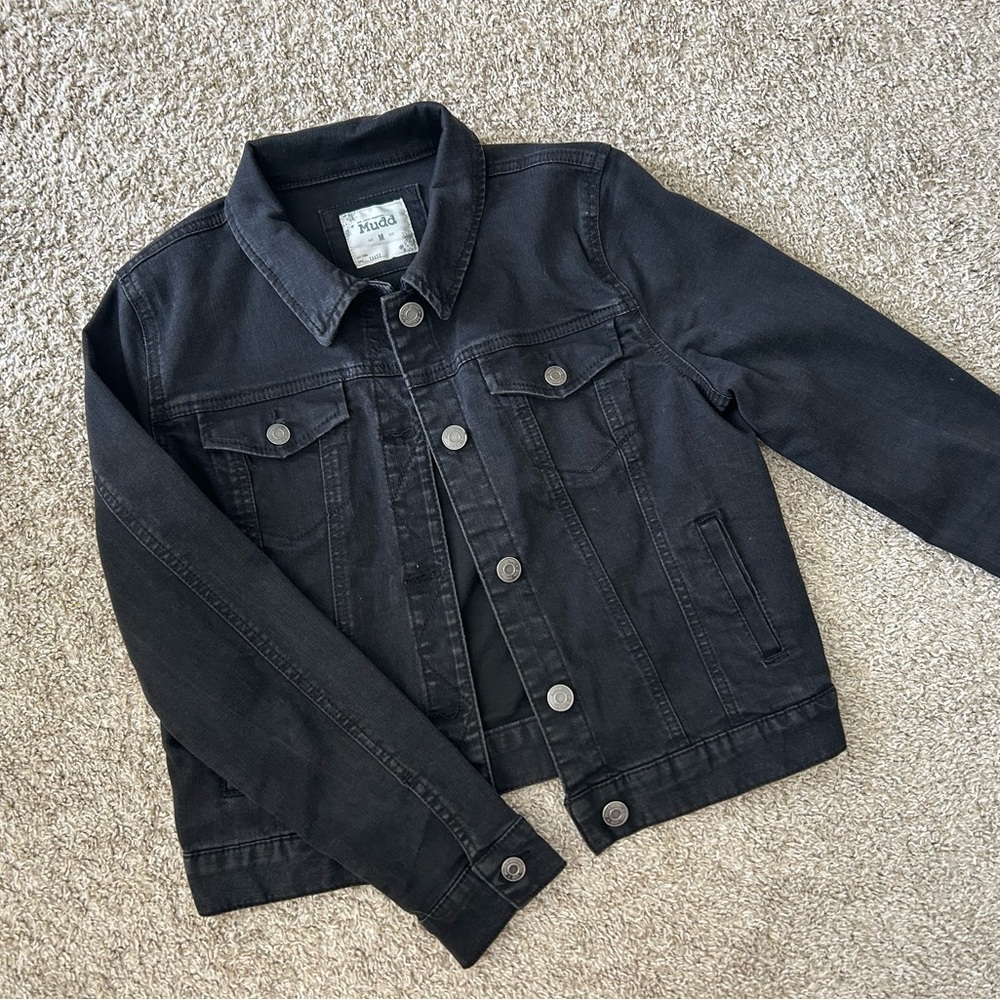 M Black Denim Mudd Fitted Jacket